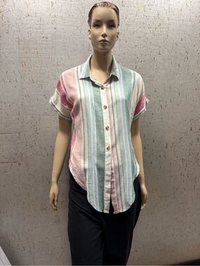 Thread & Supply Striped Linen-Cotton Blend , Front Tie/Knot.